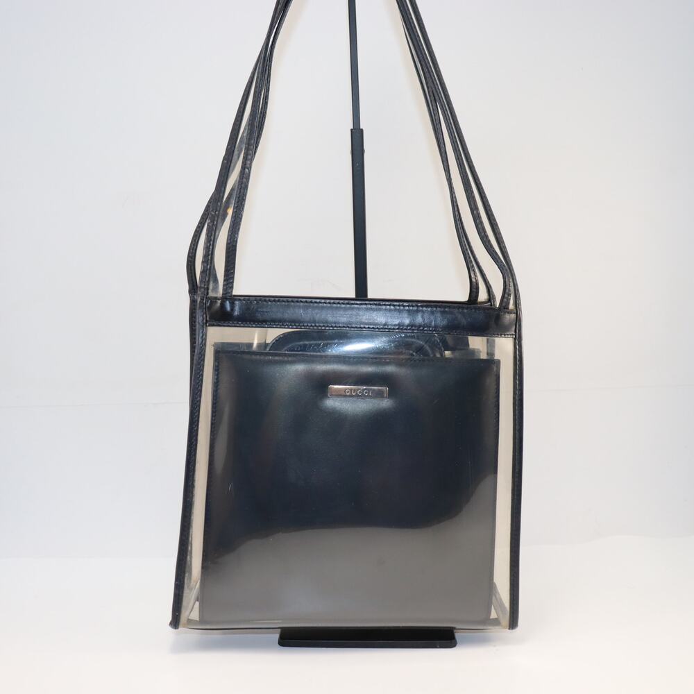 Vintage Gucci Clear PVC Tote‎ w Black Leather Insert